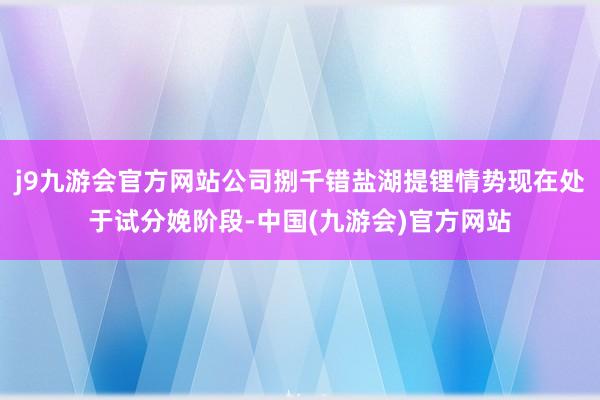 j9九游会官方网站公司捌千错盐湖提锂情势现在处于试分娩阶段-中国(九游会)官方网站